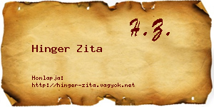 Hinger Zita névjegykártya